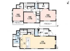 3LDK　2WIC　パントリー　カースペース2台