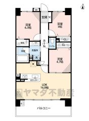 お掃除らくらくのオールフローリング3LDK＾＾ 南向きで日当たりの良いLDK＆バルコニー＾＾主寝室にはWIC付き＾＾