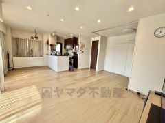 リビングからの続き間として間仕切り可能な洋室あり。普段はリビングとつなげて開放的なスペースとして。来客時には客間としてお使いいただけます。