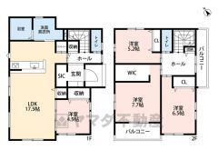 お掃除しやすいオールフローリング。SIC広々＾＾ 1階はLDKと隣接する洋室を合わせると広々22帖。