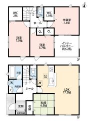 5号棟：4LDK　LDKは隣接の和室を合わせると20帖以上