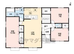 階段の上り下りがない平屋住宅＾＾リビング広々20帖＾＾WIC・パントリー。