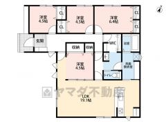 生活がワンフロアで完結する平屋建て＾＾ お掃除しやすいオールフローリング4LDK＾＾LDKは広々19.1帖＾＾