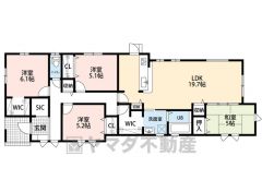 4LDK　リビング横には5帖の和室、主寝室にはWIC付き