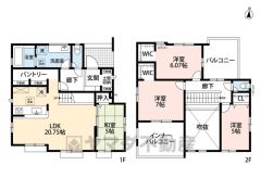 4ＬＤＫ、全居室収納付きでゆとりのある暮らしが実現。2階は洋室が3部屋あるので、お子様が大きくなっても安心ですね＾＾