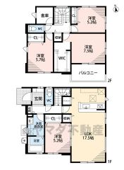 1階は19帖のLDKと隣接する洋室を合わせると23.5帖の大空間＾＾ 2階は全居室ゆったり6帖以上＾＾