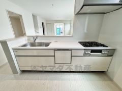 リビングダイニングを見渡せるキッチンです。