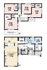 オールフローリング4LDK。1階はLDKと大容量のストレージルームあり＾＾ 2階には4洋室＾＾