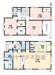 1階はLDKと隣接する和室を合わせると約23.5帖の大空間＾＾2階には3洋室＾＾
