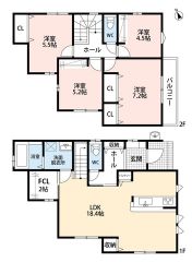 18.4帖の広々LDK×2帖のファミリークローク付き＾＾収納豊富な4LDK＾＾