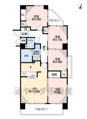 東南角部屋のため日当たり良好。お掃除しやすいオールフローリング。全居室収納付き。リビング・洋室から行き来できるバルコニー＾＾