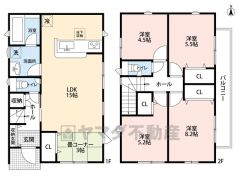 4LDK　3帖のタタミコーナー　 カースペースは2台(車種による)