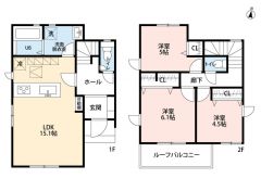 お掃除しやすいオールフローリング　 全室2面採光　南面バルコニー 全居室収納有