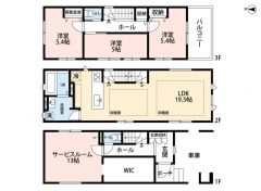 3LDKS　LDK19.5帖