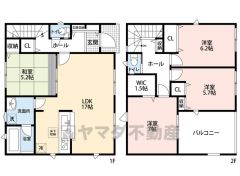 リビングと隣接する和室を合わせると22．2帖の広々空間。2階全居室2面採光＆南面バルコニー。WICやホール収納有＾＾