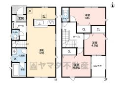 お掃除しやすいオールフローリング。リビング広々19帖。ご家族間のコミュニケーションが自然と増えるリビング階段＾＾全室2面採光＆南面バルコニー。全居室収納付き＾＾