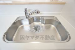広々とした凸型シンクに洗剤ポケットを標準装備。大きなお鍋など洗いやすいです。