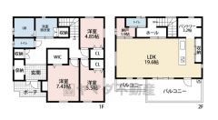 日当たりの良い2階リビング＾＾南向きバルコニー＾＾パントリー・納戸・WIC・玄関・・収納豊富＾＾