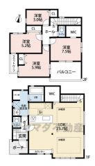 お掃除しやすいオールフローリング。ご家族とのコミュニケーションの機会が増えるリビング階段＾＾独立WIC＾＾