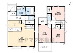 1階：LDK　2階：3洋室（WIC1部屋付き）