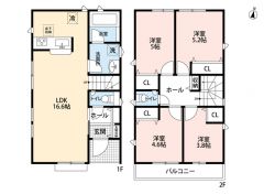 4LDK　オールフローリングでお掃除ラクラク　全居室収納有で収納充実の間取り＾＾