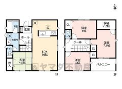 LDKと隣接する和室とを合わせると22帖以上の空間＾＾2階には3洋室、全居室ゆったり6帖以上＾＾主寝室には約2.2帖の収納付き＾＾