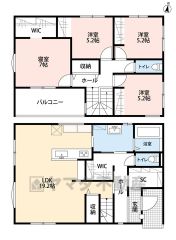 広々約19.2帖のLDK＾＾スタディーカウンターあり＾＾玄関ホールにファミリークローク、シューズクロークあり＾＾