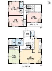 4ＬＤＫ、全居室収納付きでゆとりのある暮らしが実現。2階は洋室が3部屋あるので、お子様が大きくなっても安心ですね＾＾