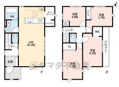 1階は広々20.2帖のLDK、折り上げ天井でさらに開放感＾＾ 2階は4洋室＾＾お掃除らくらくのオールフローリング＾＾