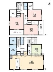 収納充実。WIC・パントリー2ヶ所。玄関まわりがすっきり片付けられるSIC。リビング19.1帖。バルコニー2ヶ所＾＾