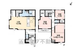 1階は16.9帖のLDKにカウンター付き、折り上げ天井でさらに開放感＾＾ 2階は3～4洋室対応可＾＾