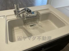 広々とした凸型シンクに洗剤ポケットを標準装備。大きなお鍋など洗いやすいです。