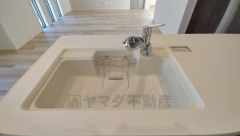 広々とした凸型シンクに洗剤ポケットを標準装備。大きなお鍋など洗いやすいです。
