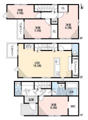 1階は1部屋、2階はリビング、3階にはゆったりの3部屋あるので、ゆとりの暮らしが実現。