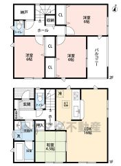 4LDKに納戸　2F洋室は全て6帖設計。しっかりとした広さを確保