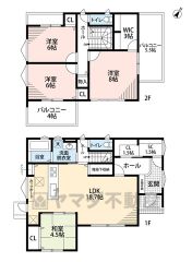 リビングは18帖以上の開放感あふれる空間です。2階は洋室が3部屋あるので、お子様が大きくなっても安心ですね＾＾