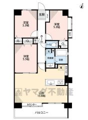 お掃除らくらくのオールフローリング3LDK＾＾ 全居室はもちろん、洗面室や廊下など各所に収納あり＾＾リビング・キッチンにカウンター付き＾＾