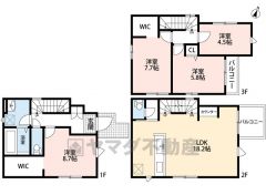 オールフローリング4LDK＾＾WICは2ヶ所、2・3階にバルコニーあり＾＾