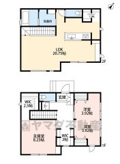 お掃除しやすいオールフローリング。 道路からの目線が気にならない2階リビング。 パントリーやWIC、ファミリークローゼットと収納豊富＾＾ 7.84帖の洋室は間仕切り対応可能です＾＾