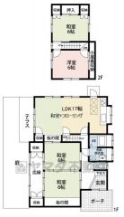 和室×3部屋、洋室×1部屋の4LDK。テラスや広縁、小屋裏収納など大人でもワクワクするような間取りです。