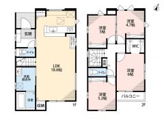 4LDK　LDKは18.6帖　2F　4洋室　主寝室にはウォークインクローゼット完備＾＾