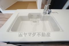 色も形もキレイなシンクは、広さも確保しているので、大きめの鍋も簡単に洗えます＾＾