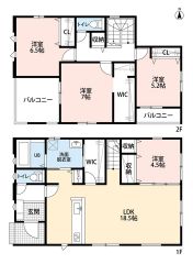 4LDK・ファミリークローク・WIC・カースペース4台分。