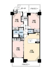 3LDK＾＾全居室収納スペース付きの充実した間取り＾＾