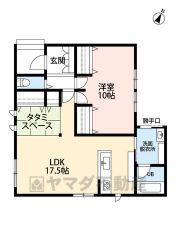 リビングには3帖の畳コーナー有＾＾10帖の洋室は生活スタイルに合わせて2部屋として使用することも可能。 洗面脱衣所には、ゴミ出しや洗濯物干しの際に便利な勝手口付き＾＾