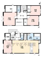 WIC、パントリー付。お掃除しやすいオールフローリング。家族のコミュニケーションがとりやすいリビング階段。
