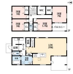 4LDK　オール電化　LDK20帖　ウッドデッキ、テラス付き　