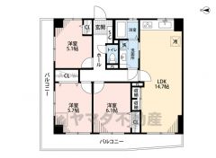お掃除らくらくのオールフローリング3LDK＾＾ 全居室はもちろん、リビング、洗面室にも収納スペースあり＾＾