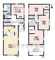 お掃除しやすいオールフローリング。全居室広々6帖以上＆WIC付き＾＾ストレージルーム有＾＾