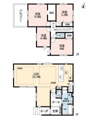リビング広々25.5帖＆床暖房付き＾＾リビング階段＾＾ 全室2面採光。オールフローリング。 WIC、リビング収納有＾＾